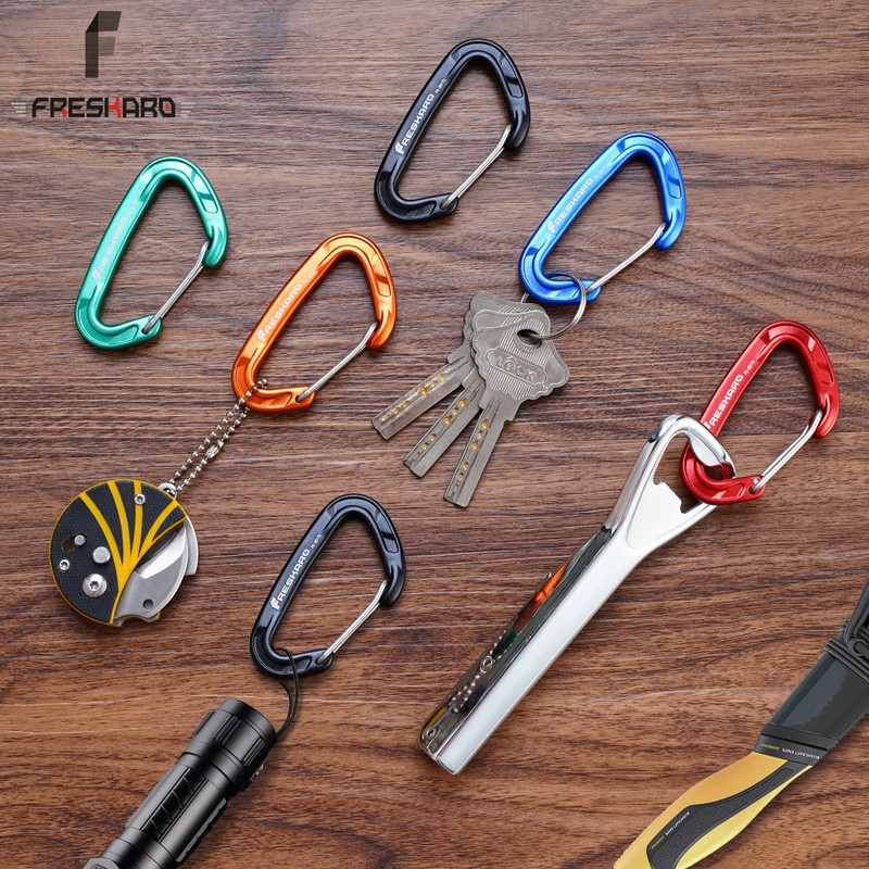 FresKaro 5pcs Carabiner Clips, caribeener clip Heavy Duty, Small Sturdy