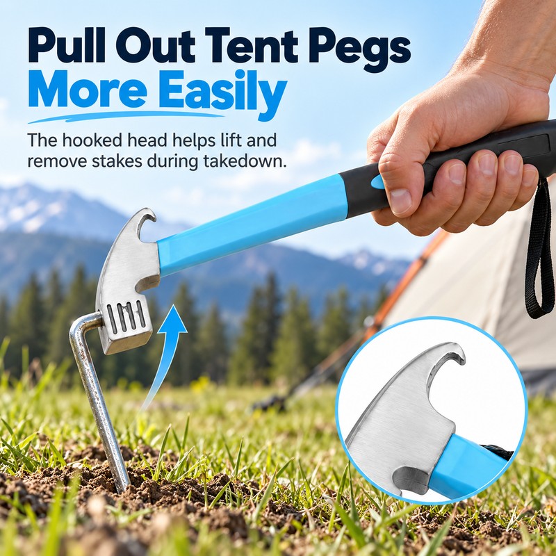Camping Tent Hammer with Nail Puller – High Carbon Steel