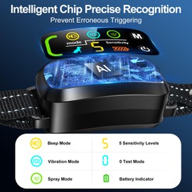 Citronella Bark Collar for Dogs [No Spray Refill] Spray Dog Training Collar, Anti Barking Training Collar with 5 Adjustable Sensitivity Beep Vibration Spray Bark Collar for L/M/S Citronella Dog Collar