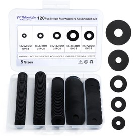 120Pcs Flat Rubber Washers Assortment Kit,16/18/20/25/30mm Black Washers,Vibration Absorbing Pads Sealing Rubber Washers for Faucets Garden Bolts Screws Hose Plumbing Shower Head- 5 Sizes