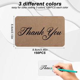 Pack of 150 Blank Kraft Paper Cards, Index Cards, Blank Paper Cards, Business Cards, Paper, Flash Cards, Memory Cards, Postcards for Designing Yourself for Message Memory, Black/White/Brown