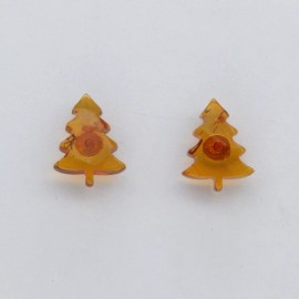 Amber America Cognac / Brown BALTIC AMBER Christmas Tree Earrings 925 STERLING SILVER #4060e