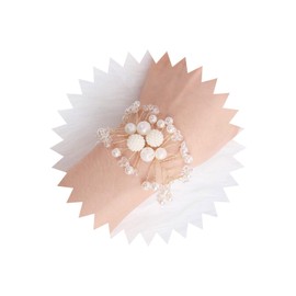 TseenYi Pearl Bracelet Wedding White Pearl Wrist Flower Crystal Wrist Chain Beads Bangle Boho Fashion Bracelet Jewellery for Women and Girls Gift Bridesmaid Christmas (Gold)