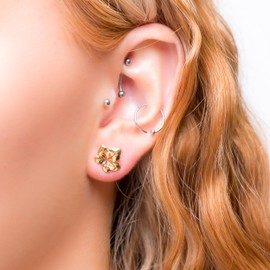 HENRYKA 925 Sterling Silver Ivy Leaf Stud Earrings in 925 Sterling Silver and 24ct Gold Plate | Woodland Botanical Jewellery | Simple Studs | Elvish Jewellery