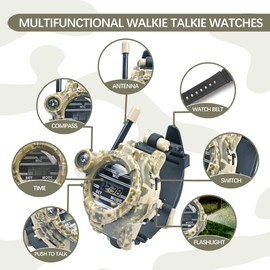 cxjoigxi Walkie Talkies for Kids Rechargeable, Spy Watch Army Toys, 7 in 1 Walkie Talkie Watches with Flashlight, Two-Way Radios Long Range Interphone Toy Gifts for Boys Girls fit Outdoor Game Camping