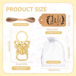 24Pcs Butterfly Bottle Opener Keychains Bulk Baby Shower Wedding Party Favors for Guests, Gold Butterfly Beer Bottle Opener Keyring for Butterfly Theme Bridal Gifts Souvenirs Decoration Supplies