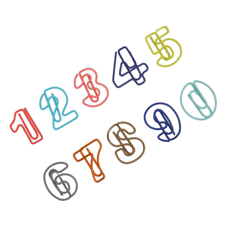 100 Cute Number Style Paper Clips Durable Metal File Organizer
