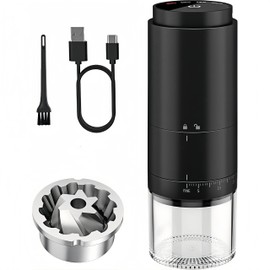 OUUTIIOL Portable Electric Coffee Grinder Rechargeable,Office 38 Adjustable Grinding Settings， LED Battery Indicator Shows Remaining Battery, Suitable for Travel, Camping, Office