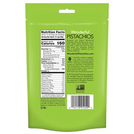Wonderful Pistachios, No Shells, Roasted and Salted Nuts, 12 Ounce Resealable Bag, Good Source of Protein, Gluten Free, On-the Go-Snack
