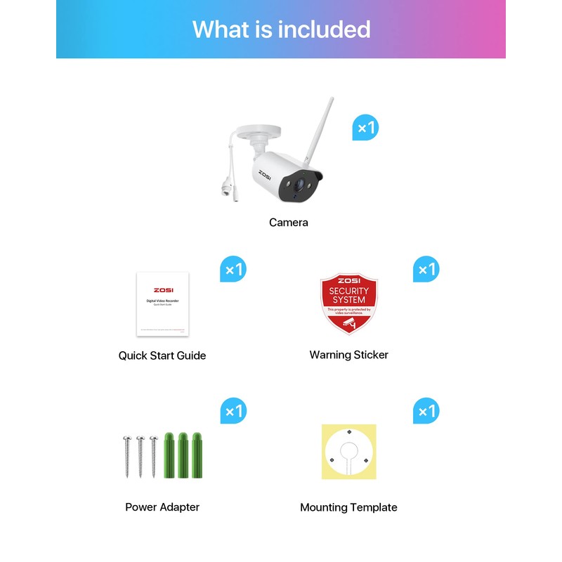 ZOSI 3MP Add-on WLAN Surveillance Camera, Additional Camera Replacement Camera