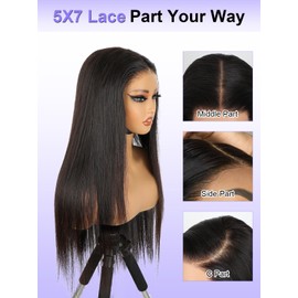 ORIGINAL QUEEN 5X7 Wear and Go Glueless Wigs Human Hair OQ Hair Glueless Wigs Pre Cut Lace Front Wigs Pre Plucked Beginner Friendly for Women 28Inch