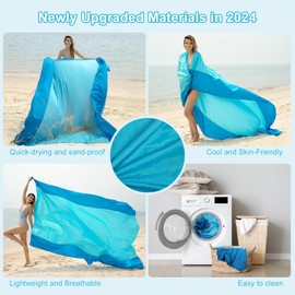 ISOPHO Beach Blanket, Picnic Blanket, Durable Nylon Beach Mat, Sand free, Lightweight & Portable for Travel, Camping, Picnic
