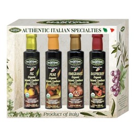Mantova Organic Flavored Balsamic Vinegar of Modena 4-Variety Pack: Fig Pear Pomegranate & Raspberry; Perfect for Gift Basket Add to Pasta Salad Ice Cream and Cocktails 8.5 oz per bottle pack of 4