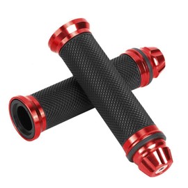 KIMISS Manillar de goma de aluminio CNC para motocicleta, para manillar de 7/8 ", rojo, + atv, puños de manillar, puños de motocicleta dorados, puños de trekking, puños de motocicleta