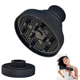 Difusor para Cabello Rizado, Difusor Plegable de Secadora Silicona, Difusor Secadora de Pelo y Rizadores, 4 a 5cm, Rizos Perfectos, High Temperature Anti-frizz Styling Accesories (negro)