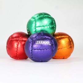 Zeekio Galaxy Juggling Ball - Metallic Series - Premium 12 Panel Leather Ball, 130g, 67mm - (1) Single Ball (Metallic Green)
