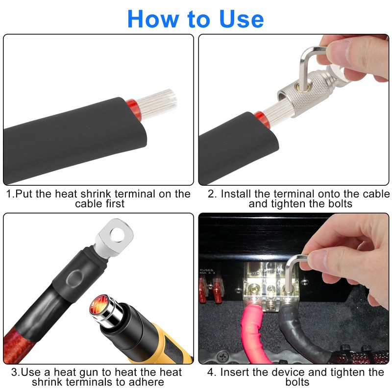 Linkstyle 4PCS 0 Gauge Wire Splice Connectors, 0 Gauge Battery