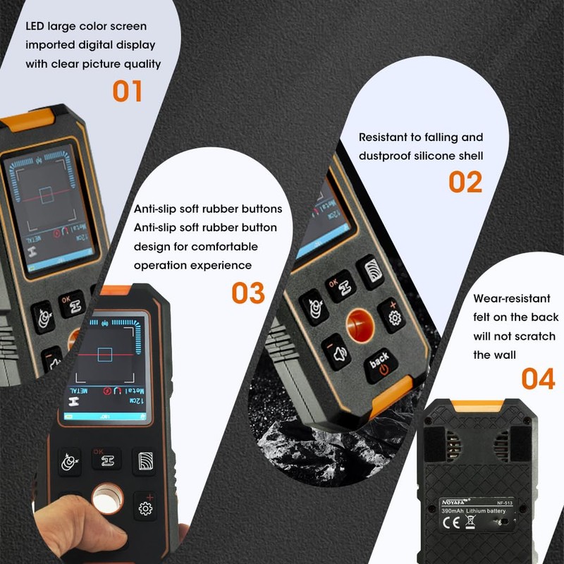 3 in 1 Stud Finder Wall ScannerLaser Distance Meter, Multifunctional