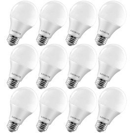 Luxrite A19 LED Light Bulb 60W Equivalent, 3000K Warm White Dimmable, 800 Lumens, Standard LED Bulb 9W, E26 Base, Energy Star, Enclosed Fixture Rated, Perfect for Lamps and Home Lighting (12 Pack)