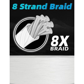BLUEWING Braided Fishing Line 8 Strands PE Braid Fishing Lines Thin Diameter & Abrasion Resistant Fishing String for Saltwater Fishing 50LBS 500YD White