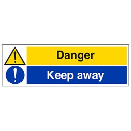 V Safety Danger/Keep Away - Landscape 300 x 100 mm - 2mm Rigid Plastic Safety Sign