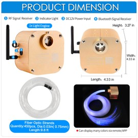 ATOKEE 16W Twinkle 450pcs Starlight Headliner Kit, 0.03in*9.8ft Fiber Optic Star Ceiling Lights for Car, Controlled with APP/RF Remote