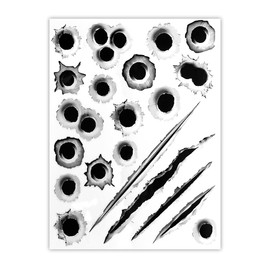 MUQIDA 3D Bullet Hole Car Stickers, Ultra-Realistic Fake Bullet Hole Auto Body Scratch Decal, Waterproof PVC Fake Hole Sticker Automotive Tattoo Decoration for Bumper Window Helmet (Style A)