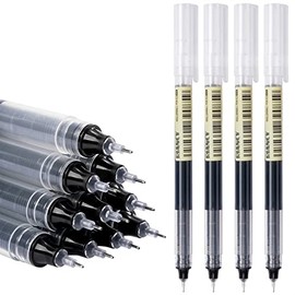 12 PACK Pens for Smooth Writing 0.5mm Black Gel Pen Rolling Ball pens Extra Fine Point Quick-Drying Liquid ink Rollerball Pens for Note Taking Office Journaling Stationery back to school supplies Art
