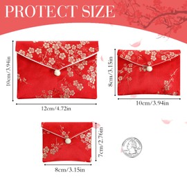 Qianyu Jewelry Chinese Silk Style Purse Pouch Small Travel Jewelry Organizer Bag Box Multiple Colors Brocade Embroidered Bag for Wedding Birthday Party Earrings Necklace Bracelet Storage (12, Style 3)