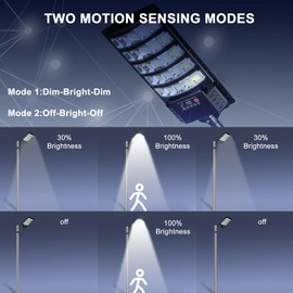 4-Pack Solar Street Lights, 30000lm Outdoor Flood Light with Dual Motion Sensors, Dusk to Dawn, IP66 Waterproof, Solar Powered Parking Lot Light with Remote Control, 6500k Dimmable Security Lamp