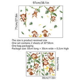 Purekay Wall Sticker Jungle Animals Vines Monkeys Wall Sticker Tree Branch Animals Wall Sticker Baby Room Nursery Bedroom Wall Decoration