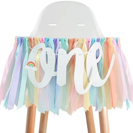 BEISHIDA 1st Birthday High Chair Banner 1 Year Birthday Decorations Pastel Rainbow Theme First Birthday Banner for Girls Boys 1st Birthday Party Baby Shower Decorations Highchair Garland（Pastel）