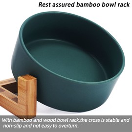 Petygooing Dog Bowls,Green Ceramic Cat Dog Bowl Set with Stand for Food and Water Feeder,Non-Slip Cute Modern Pet Dishes for Cats Small Size Dogs Puppy (13.5OZ/5.1 in)