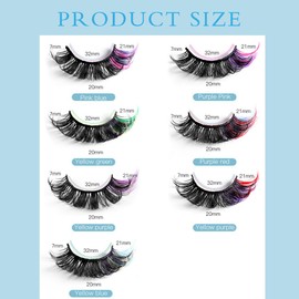 Uranian False Eyelashes with Color Fluffy Faux Mink Colored Lashes D Curl Strip Long Eye Lashes 14 Pairs Dramatic Lashes Volume Fake Eyelashes for Women and Girls