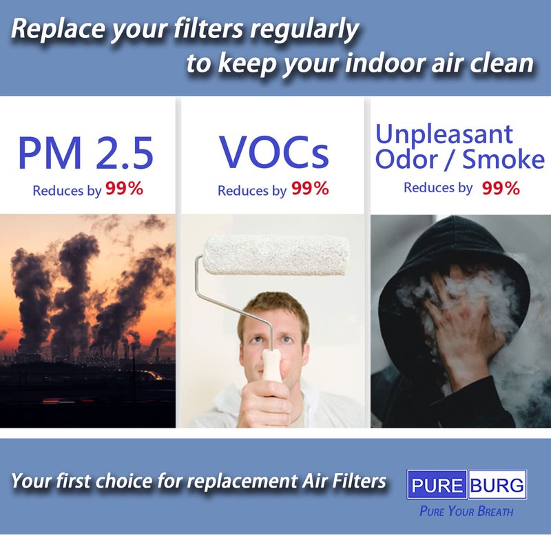 PUREBURG Replacement Filter Pack Compatible with Oransi RFM80 MAX Air