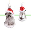 Inge-glas® IG-1-013-16 Christmas Hanger Pug with Santa Hat