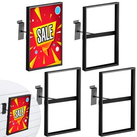 Tandefio 4 Pcs Black Rectangular Faceout Sign Holders for Slatwall Gridwall Holds 9.5" W x 11.8" H Large Slatwall Information Price Holders for Retail Store Supermarket Boutiques Display