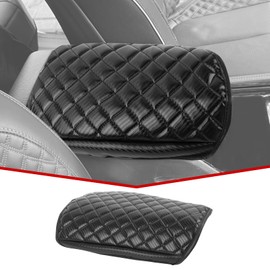 JeCar Armrest Cover PU Leather Center Console Cushion Pad Compatible with Jeep Grand Cherokee 2022 2023, Carbon Fiber Finish