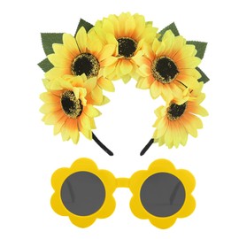 1 Sunflower Headband And 1 Flower Glasses, Party Costume Accessories, Creative Hair Accessories, Photo Props.