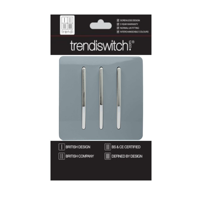 Trendi 3 Gang 2 Way 10 Amp Rocker Chrome Light