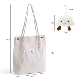 NyxSeat 1 Women's Handbag with 1 Plush Cloud Pendant, Ultralight Handbag with Large Capacity, Fashionable Casual Shoulder Bag for Work, School, Travel, Shopping (Cream), White