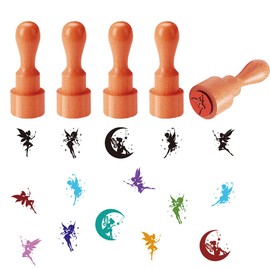 AHANDMAKER 5 Styles Fairy Tale Decorative Stamps Fairy Pattern Mini Wooden Egg Stamp for Egg Famers and Owners, Scrapbooking Card Making Planner Decal