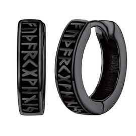 Silvora Hoop Earrings for Women Black Mens Earrings Sterling Silver Huggie Hoop Earring for Men Women