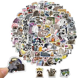 Raccoon Stickers, Pack of 100 Raccoon Stickers, Waterproof Stickers, Raccoon Gift, Skateboard Sticker, Sticker Animals, Raccoon Stickers Set for DIY Laptop, Car, Motorcycle, Bicycle (3-6 cm)