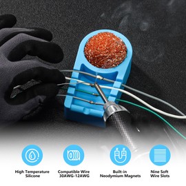Recoil SWS-TC Silicone Wire Harness Soldering Holder, Soft Coiled Brass Tip Cleaner, Soldering Iron Stand, with Neo Magnets Base, Holds 30AWG to 12AWG Wires