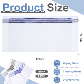 Mixweer 2 Pcs Caddy Golf Towel 22" x 42" Large Caddy Towel Camping Sport Towels Cotton Soft Towels for Man Golf Lovers (White with Black,Blue Stripe)