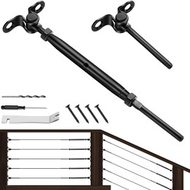 Toscoco 20 Pack 1/8" Black Cable Railing Kit - 180 Adjustable Angle Swage Toggle Turnbuckle Hardware for Wood Post, DIY Stair Deck Railings, T316 Marine Grade Stainless Steel - 20 Cable Runs