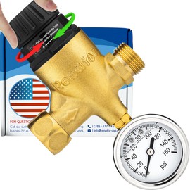 Renator RV Water Pressure Regulator for RV Camper. Brass Lead-Free Adjustable Water Pressure Regulator with Gauge for Camper Travel Trailer, Reducer Valve W Filter. M44-0660R.