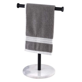 Fivelilyllc Countertop T-Shape Towel Rack Holer with Heavy Weight Marble Black