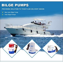 SAILFLO 2000 GPH Fully Submersible 12 Volt Electric Bilge Pump - 1-1/8 dicharge hose outlet - Heavy-Duty, Water-Cooled Motor with Snap Lock Strainer Base for Easy Installation